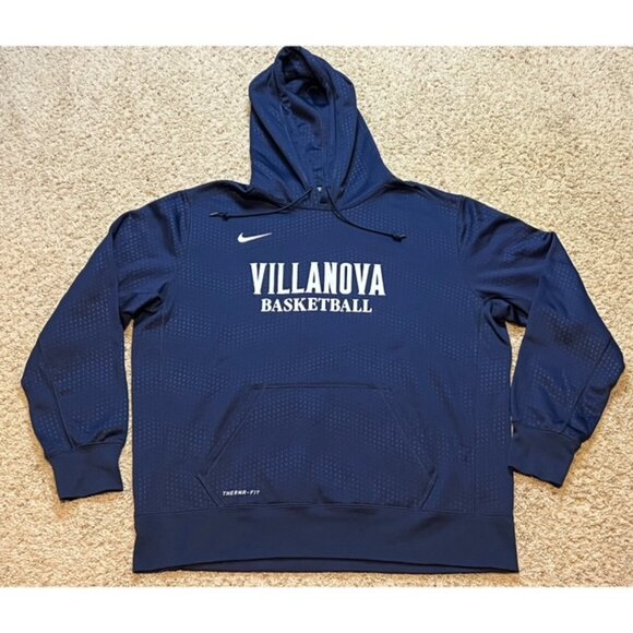 Villanova Wildcats Nike Therma Fit Navy Blue Hoodie Sweatshirt Size XXL 2XL EUC - Picture 1 of 4